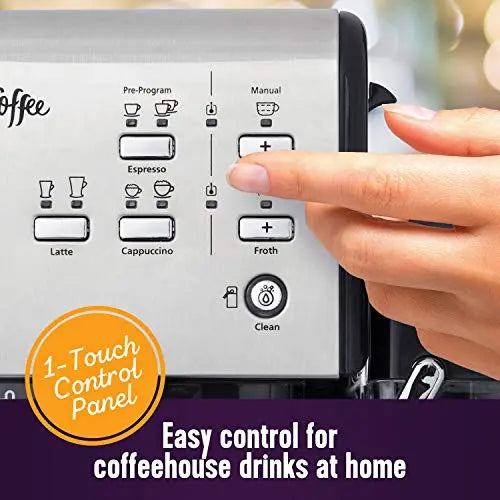 Mr. Coffee Espresso and Cappuccino Machine | Coffee Maker w/ Milk Frother - Stainless Steel