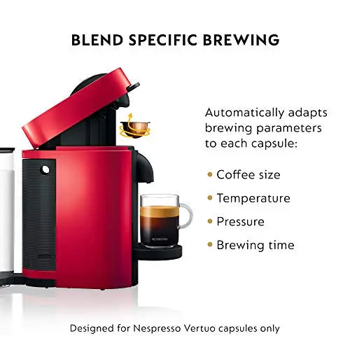 Nespresso Vertuo Plus Coffee and Espresso Maker by De'Longhi - Cherry Red