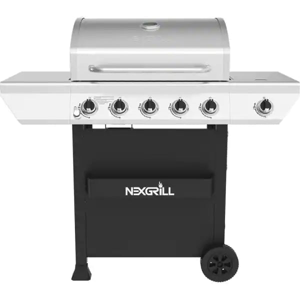 Nexgrill 5-Burner Propane Gas Grill in Stainless Steel with Side Burner and Condiment Rack -sku-1004670969